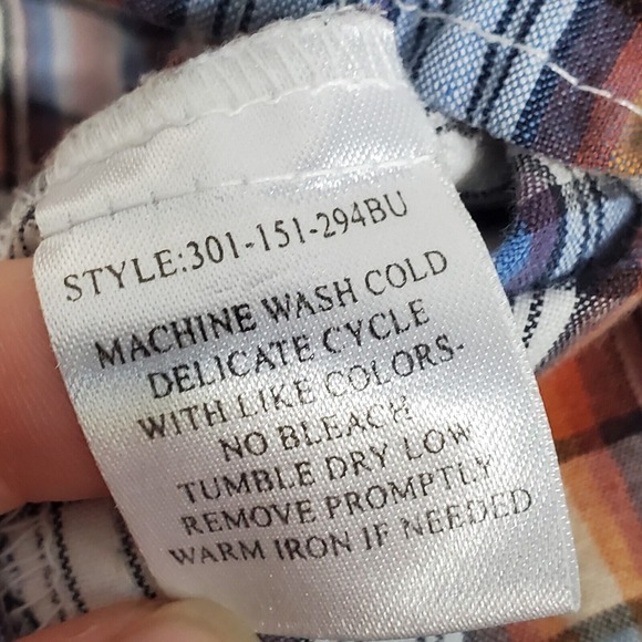 Roper Men Plaid‎ Snap Shirt Size Medium Blue Brown Long Sleeve Western Cowboy - Picture 7 of 12